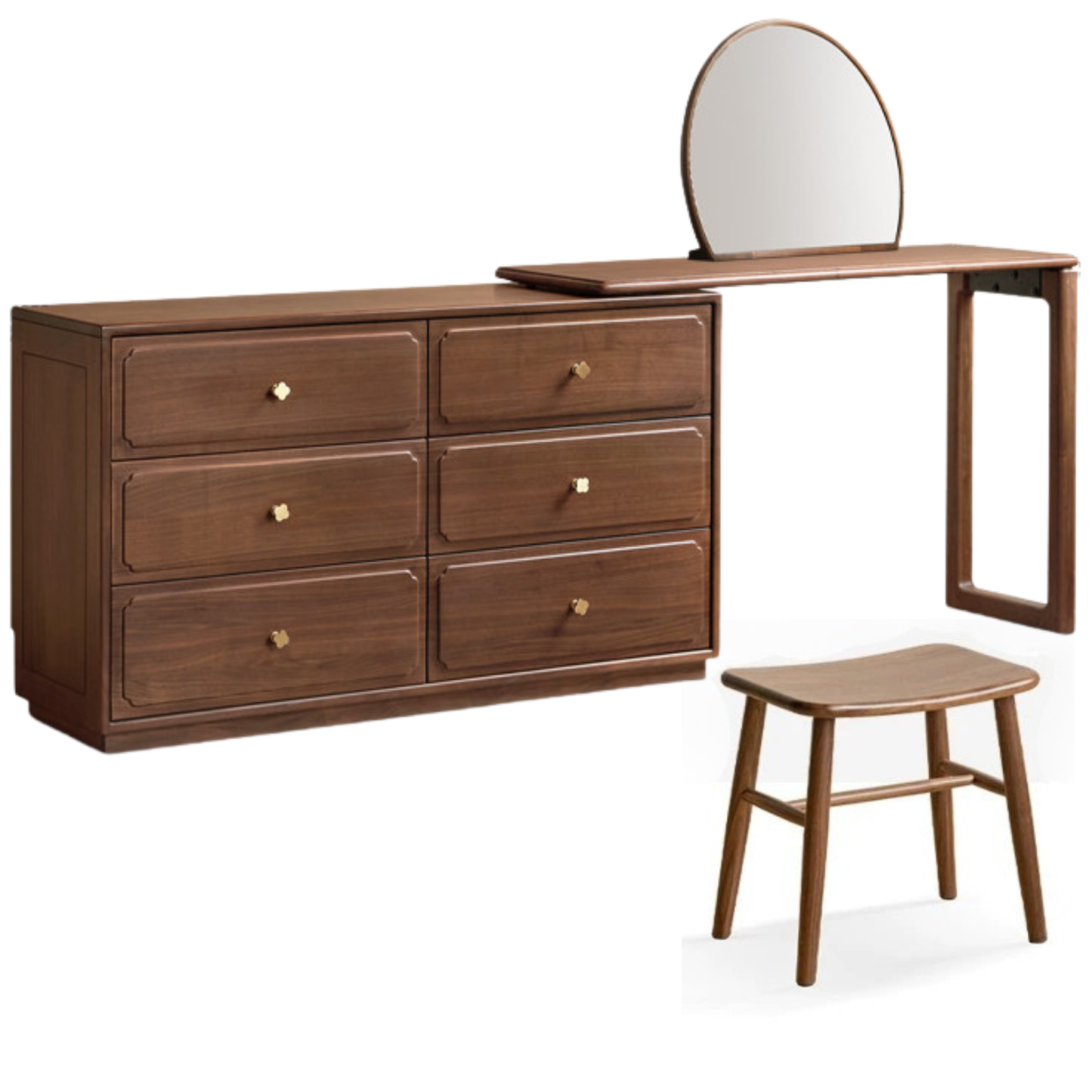 Black Walnut Solid Wood Rotating Vanity Table.