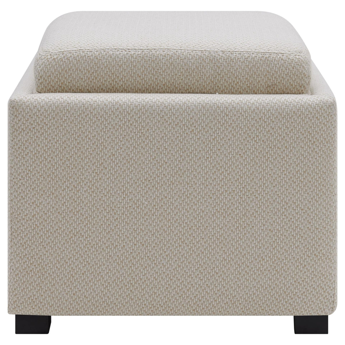 Upholstered Storage Ottoman Cube with Reversible Wooden Tray Top