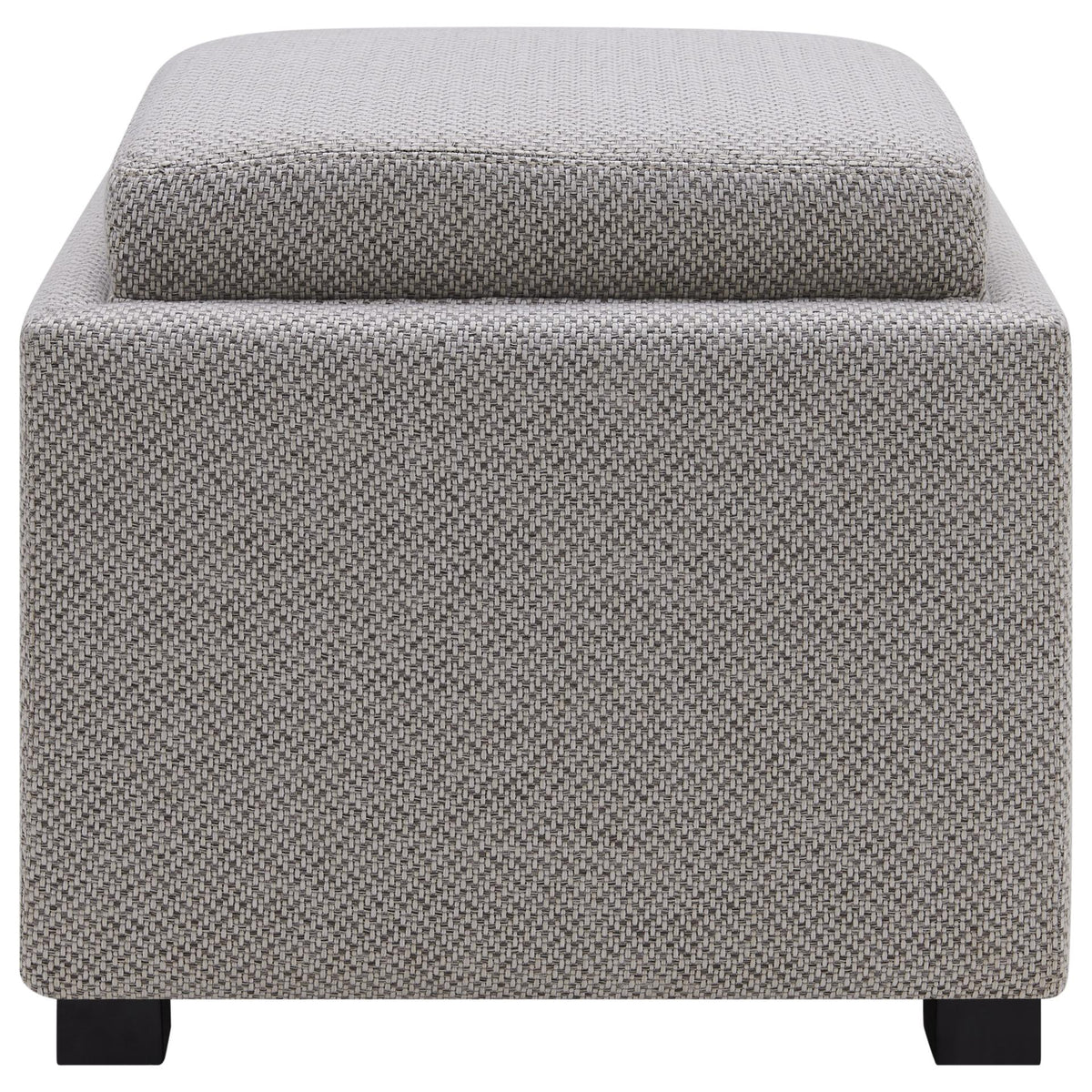 Upholstered Storage Ottoman Cube with Reversible Wooden Tray Top