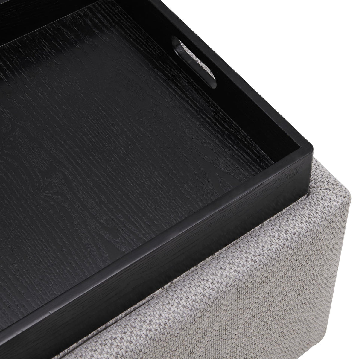 Upholstered Storage Ottoman Cube with Reversible Wooden Tray Top