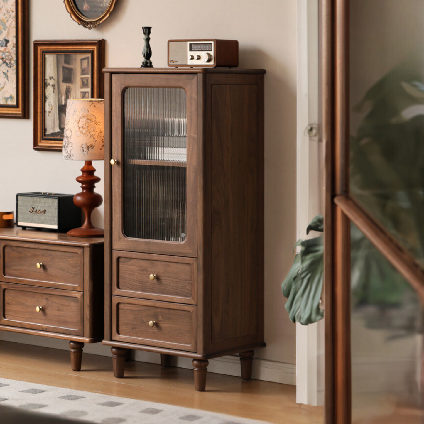 Black Walnut Solid Wood Side Cabinet