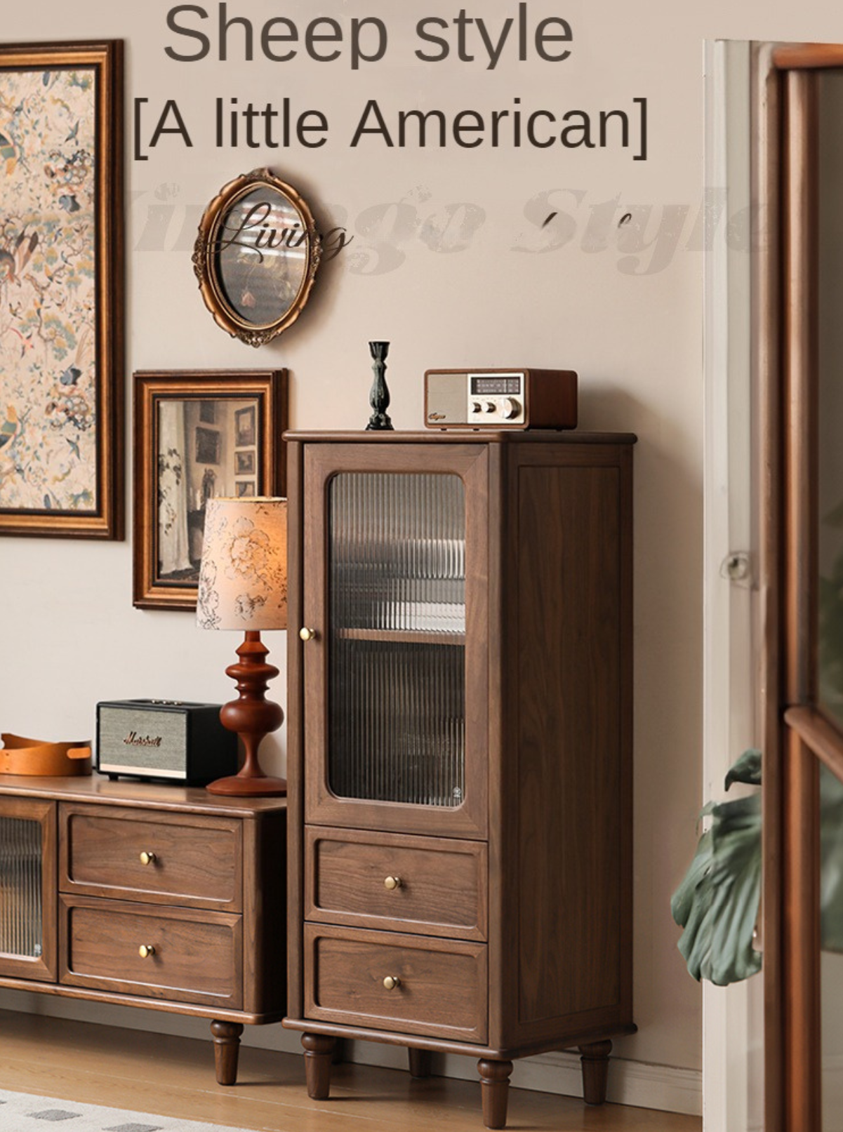 Black Walnut Solid Wood Side Cabinet