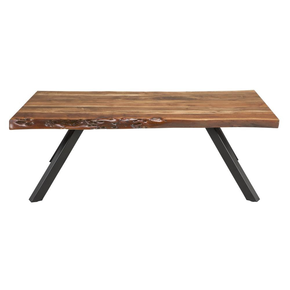 Rustic Live Edge Wood Coffee Table with Black Metal Legs