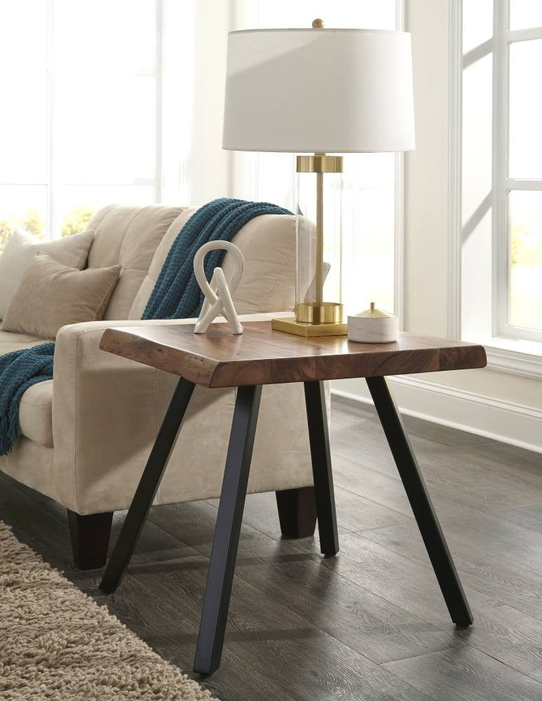 Modern Industrial Live Edge Accent End Table