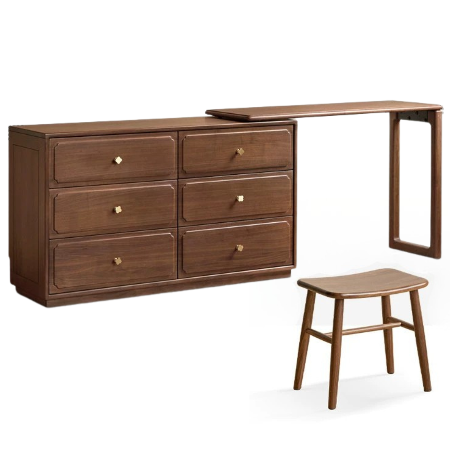 Black Walnut Solid Wood Rotating Vanity Table.