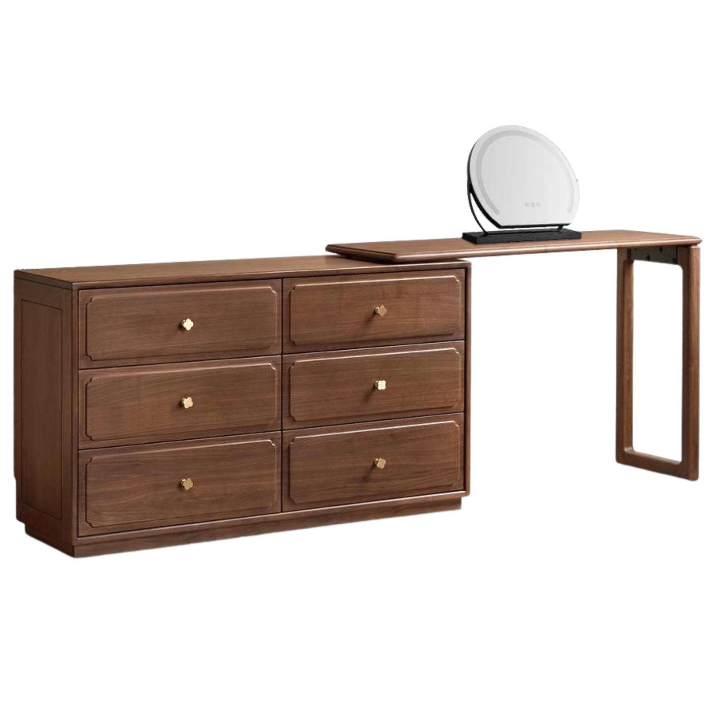 Black Walnut Solid Wood Rotating Vanity Table.