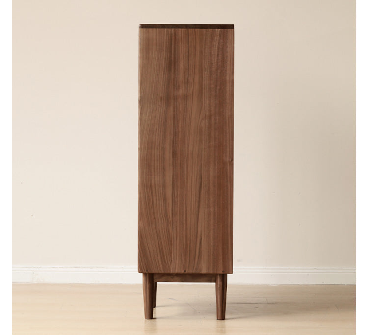 Black Walnut Solid Wood Side Cabinet Narrow Vintage Storage