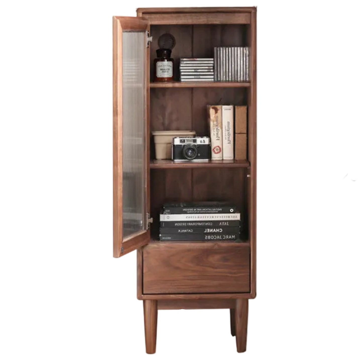 Black Walnut Solid Wood Side Cabinet Narrow Vintage Storage