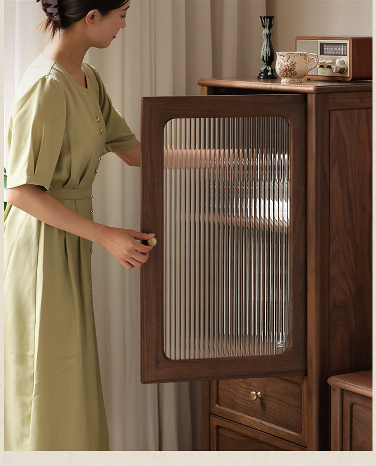 Black Walnut Solid Wood Side Cabinet