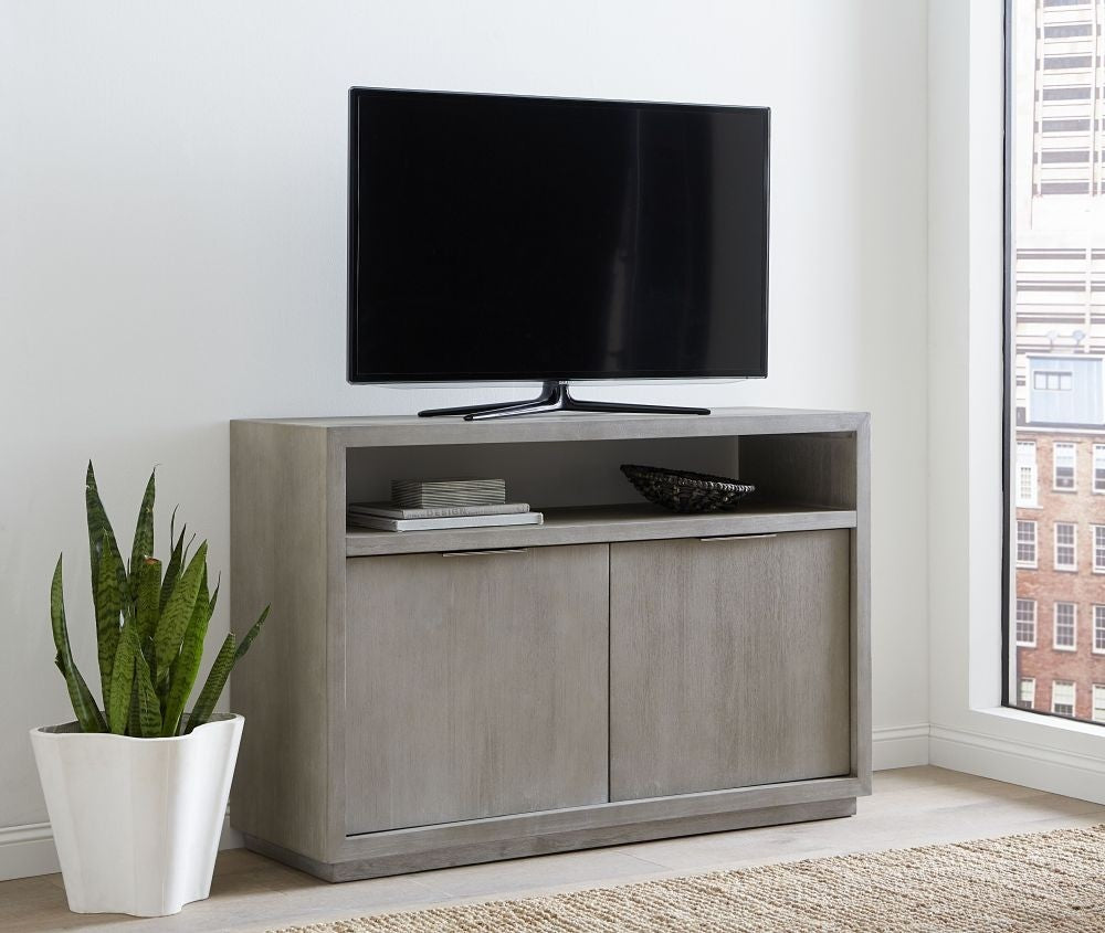 Modern Gray Wood TV Stand & Media Console Cabinet