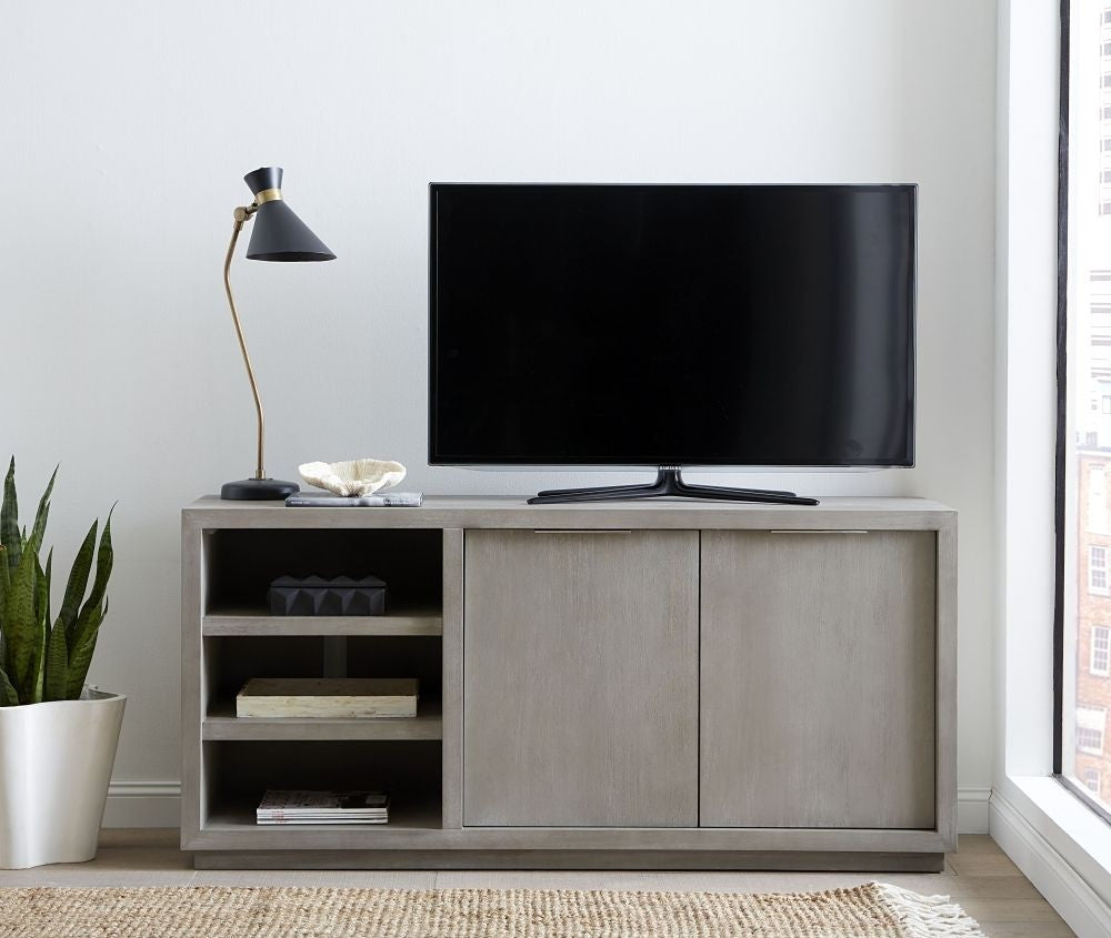 Modern Gray Wood TV Stand & Media Console Cabinet