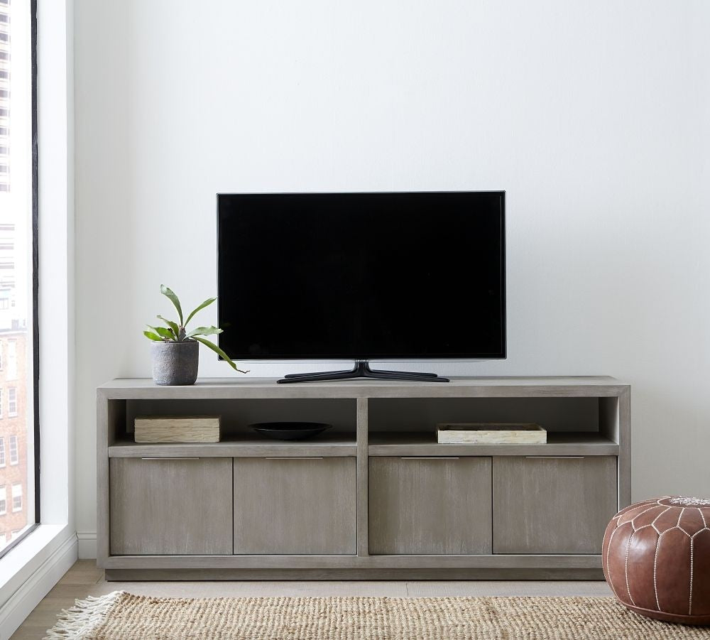 Modern Gray Wood TV Stand & Media Console Cabinet