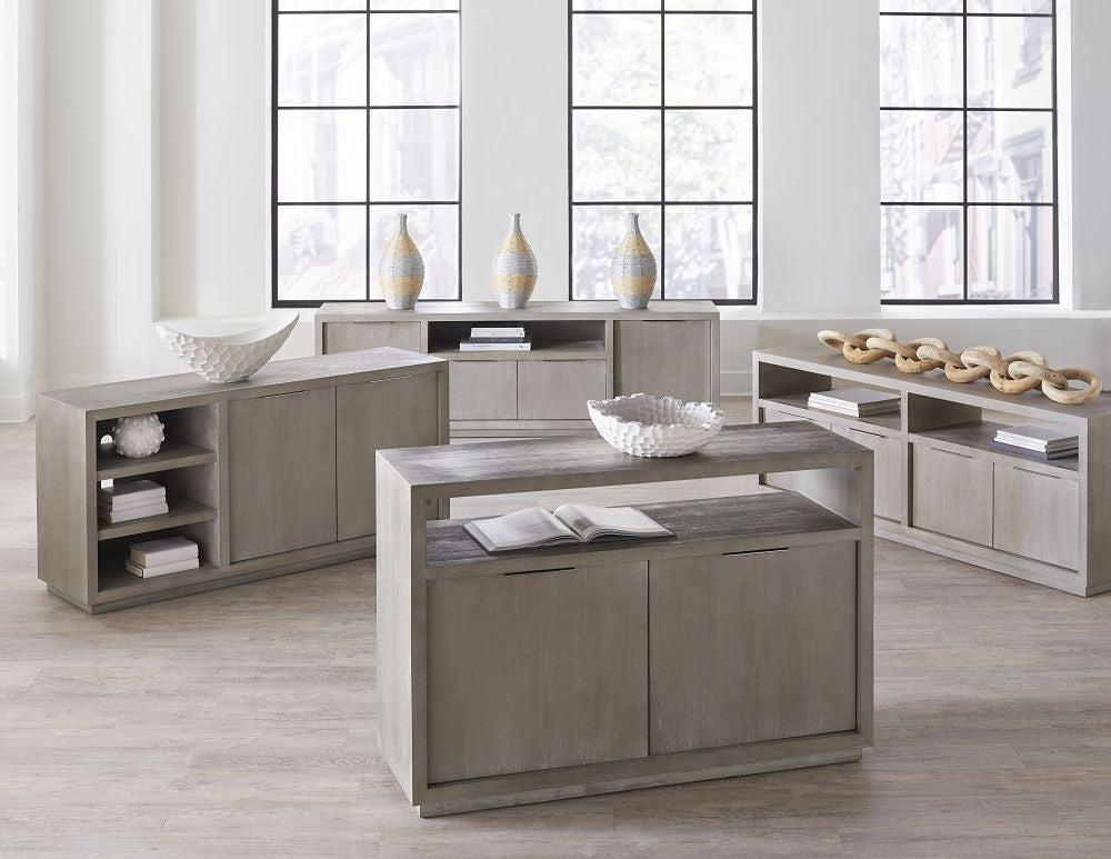 Modern Gray Wood TV Stand & Media Console Cabinet