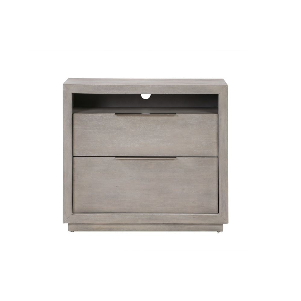 Sleek Bedroom Nightstand with Storage & Built-in Cord Management