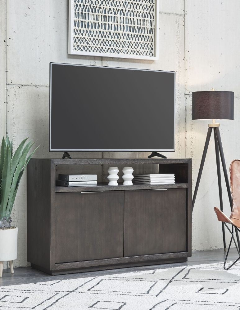 Modern Gray Wood TV Stand & Media Console Cabinet