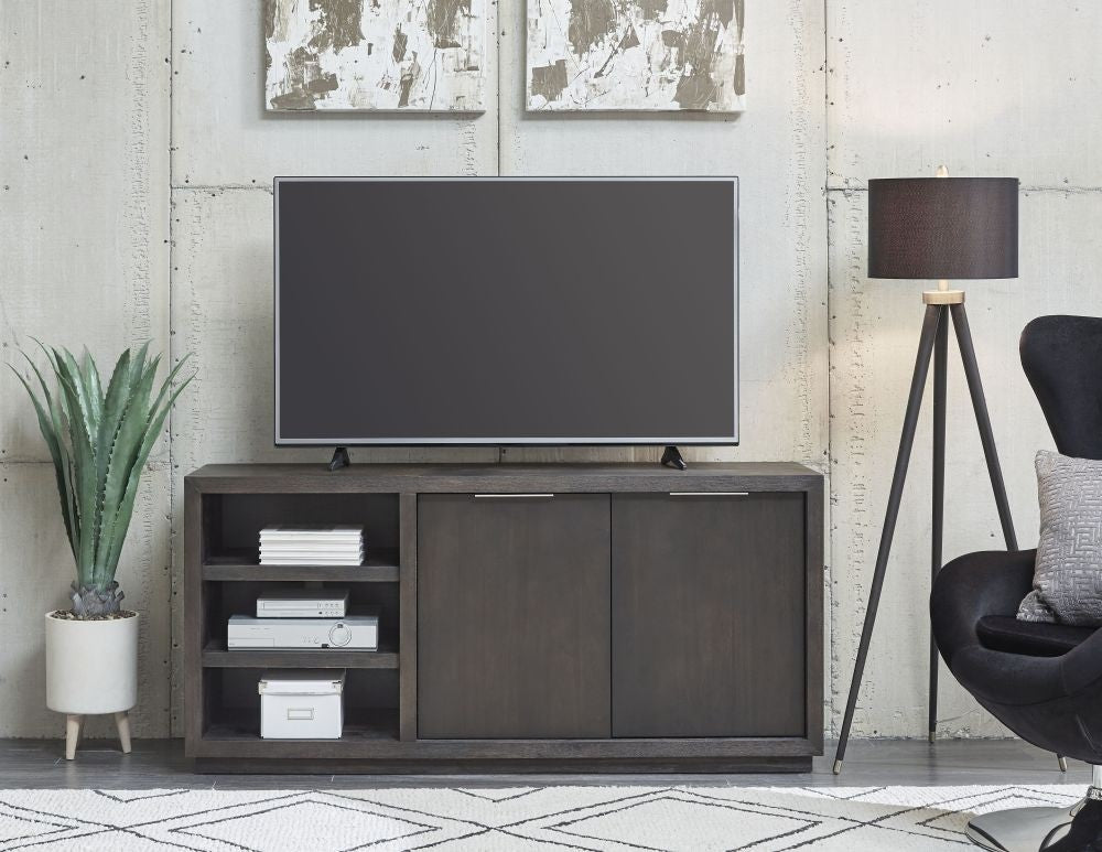 Modern Gray Wood TV Stand & Media Console Cabinet