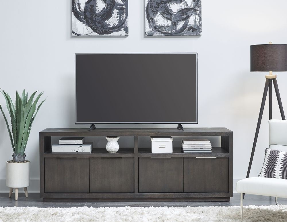 Modern Gray Wood TV Stand & Media Console Cabinet