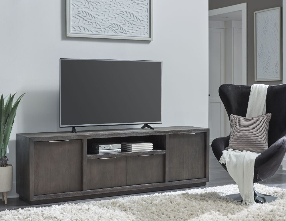 Modern Gray Wood TV Stand & Media Console Cabinet