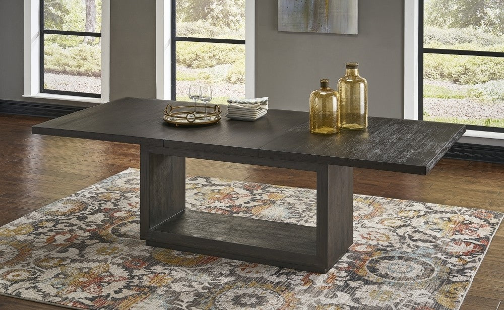 Modern Extendable Wooden Dining Table with Pedestal Base