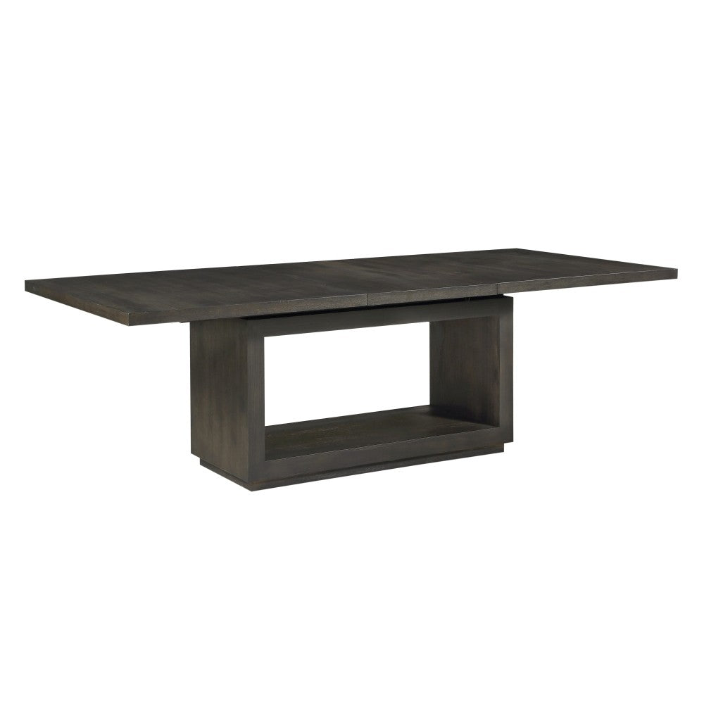 Modern Extendable Wooden Dining Table with Pedestal Base