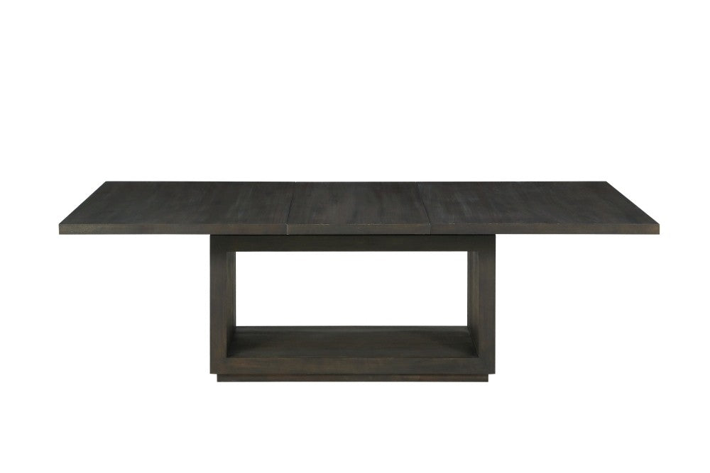 Modern Extendable Wooden Dining Table with Pedestal Base
