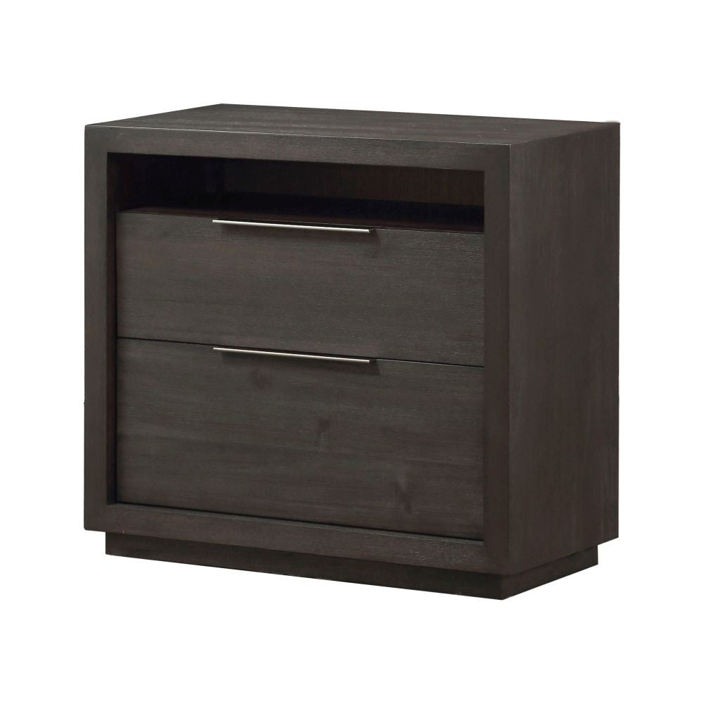 Sleek Bedroom Nightstand with Storage & Built-in Cord Management
