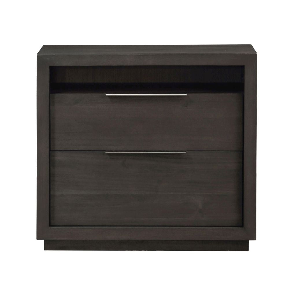 Sleek Bedroom Nightstand with Storage & Built-in Cord Management