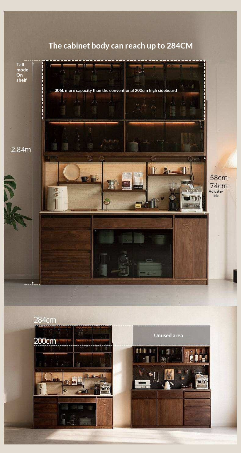 Black Walnut Solid Wood Rock Plate Wine Sideboard