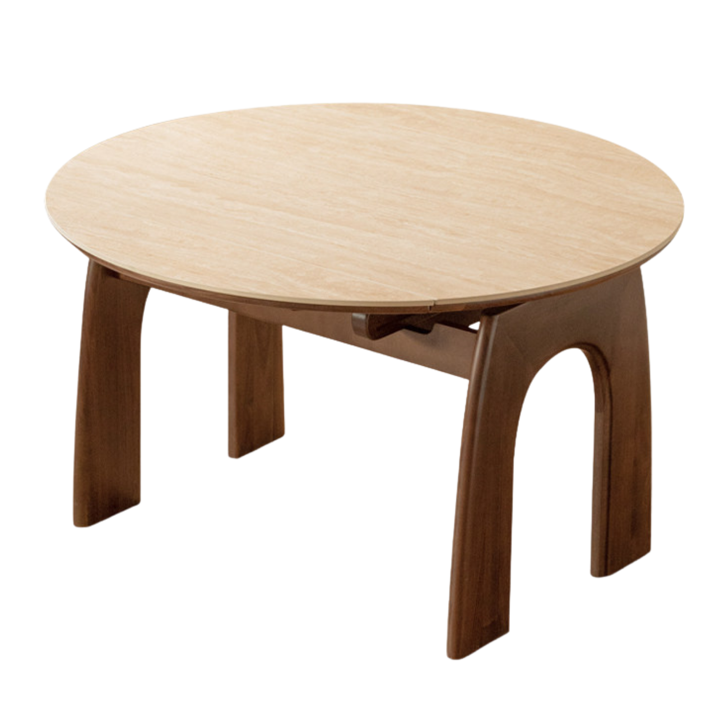 Black Walnut Solid Wood Round Dining Table Expandable Sintered Stone Top