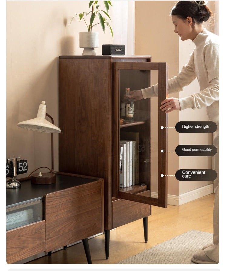 Black Walnut Solid Wood Rock Side Cabinet