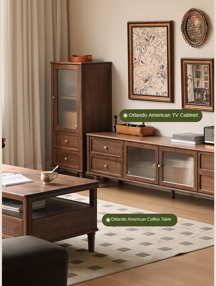 Black Walnut Solid Wood Side Cabinet