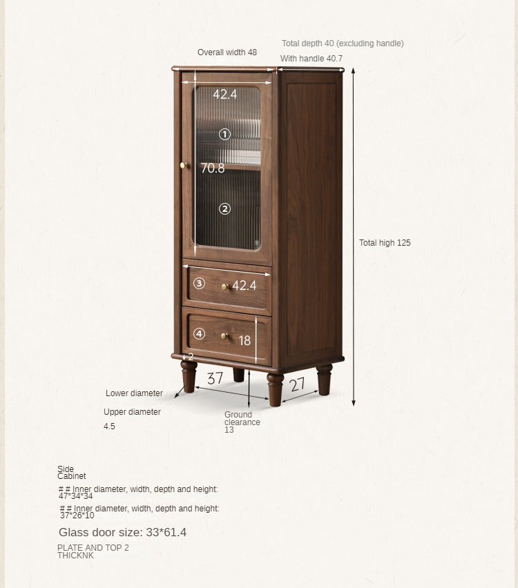 Black Walnut Solid Wood Side Cabinet