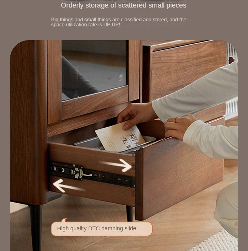 Black Walnut Solid Wood Rock Side Cabinet
