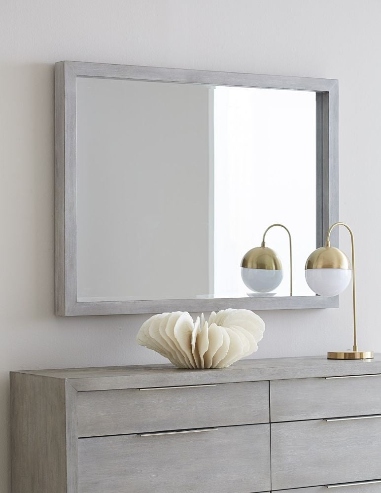 Modern Gray Wood 8-Drawer Dresser with Matching Framed Mirror
